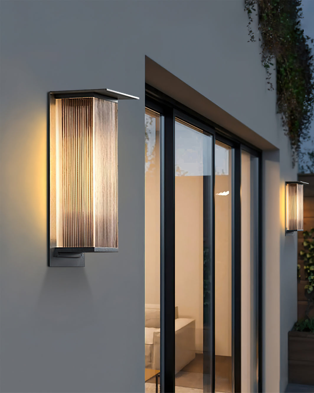 Modern LED Wall Light Ribbed Glass Outdoor Sconce - Product detail 11