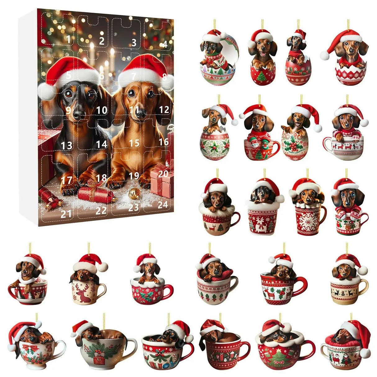 Dachshund Christmas Advent Calendar Festive Holiday Countdown Display - Product detail 8