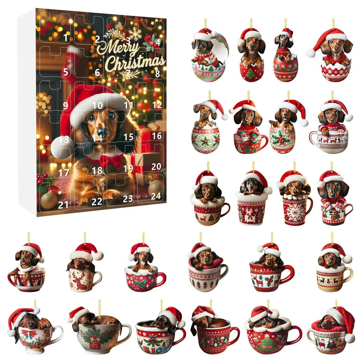 Dachshund Christmas Advent Calendar Festive Holiday Countdown Display - Product detail 9