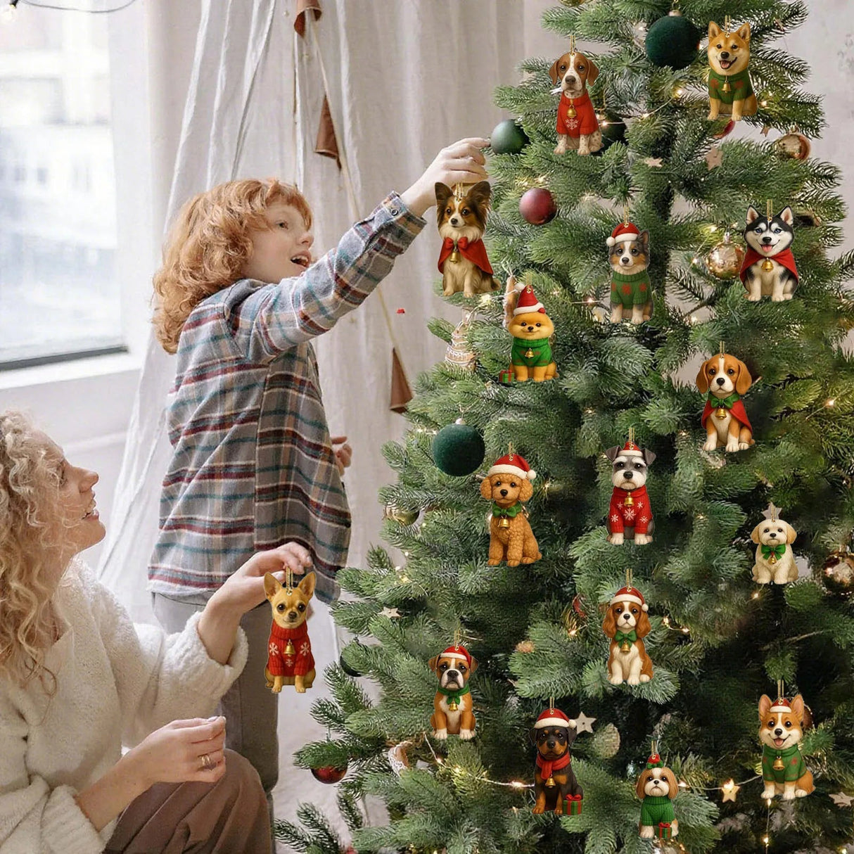 Christmas Dog Advent Calendar 24 Festive Puppy Ornaments - Product example