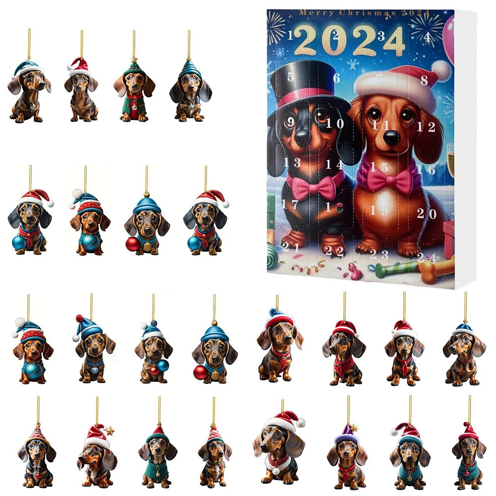 Dachshund Christmas Advent Calendar 24 Day Holiday Countdown with Festive Dog Ornaments - Product detail 12