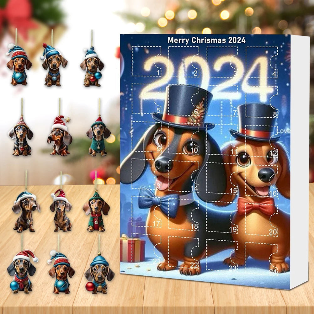 Dachshund Christmas Advent Calendar 24 Day Holiday Countdown with Festive Dog Ornaments - Product detail 5