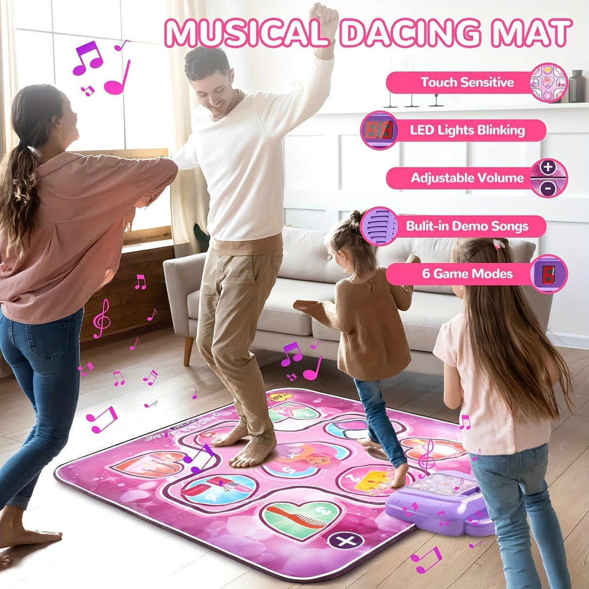Interactive Dance Mat for Girls Pink Musical Play Mat with Scoring Function - Product detail 4