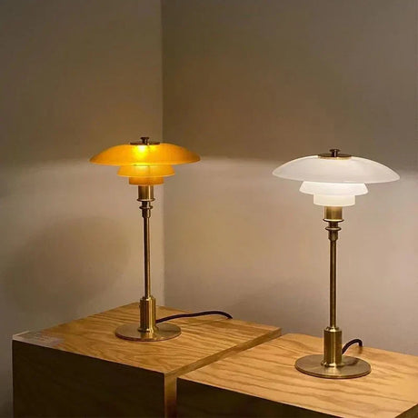 Nordic Glass Table Lamp  Tiered Shade Design - Product showcase