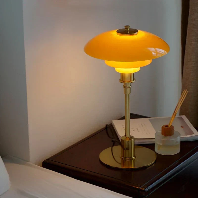Nordic Glass Table Lamp  Tiered Shade Design - Detailed view