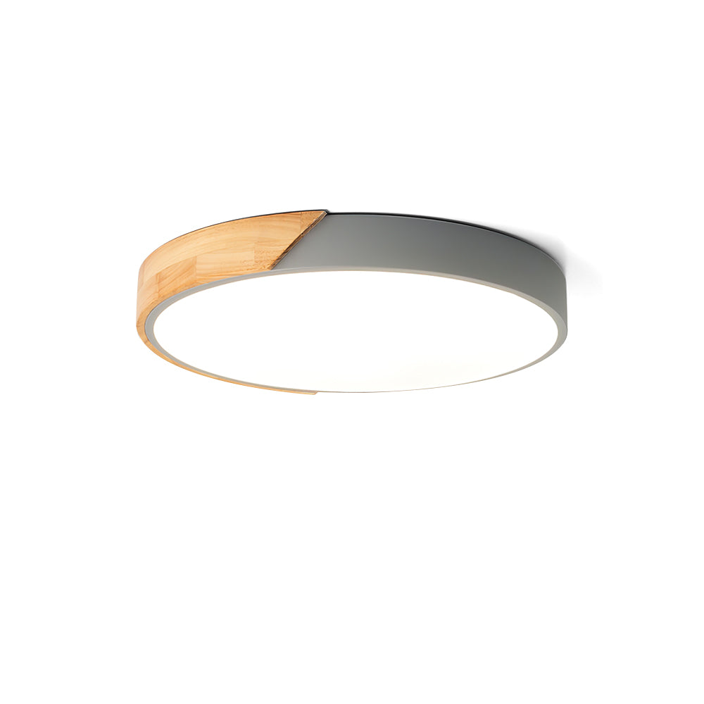 Modern Ceiling Light Grey Metal Wood Accent - Product detail 7