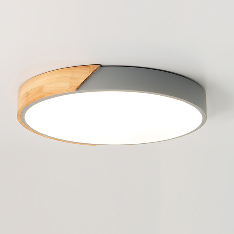 Modern Ceiling Light Grey Metal Wood Accent - Product detail 14