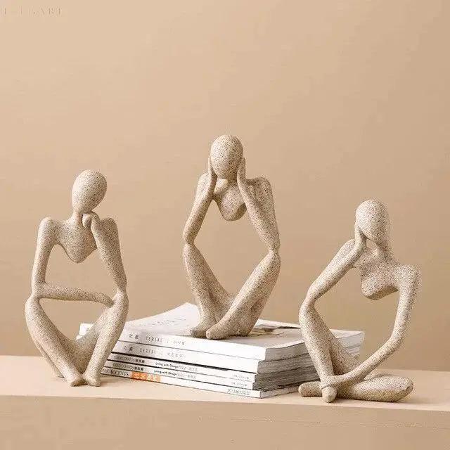 Modern Abstract Sculpture  Minimalist Resin Thinker Figure - Detailed view