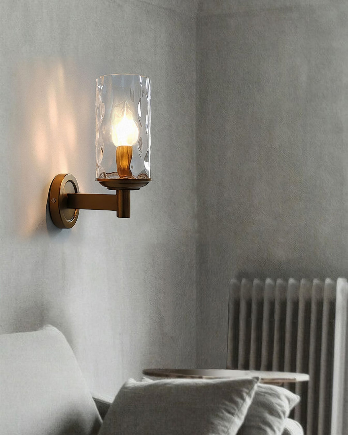 Modern Glass Wall Light Textured Crystal Shade with Brass Finish - Product detail 7