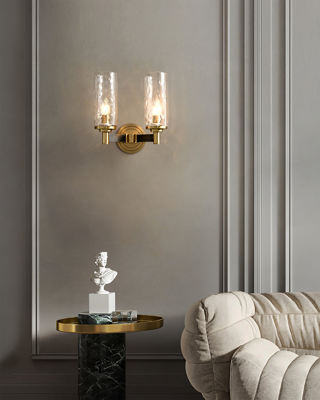 Modern Glass Wall Light Textured Crystal Shade with Brass Finish - Product detail 12