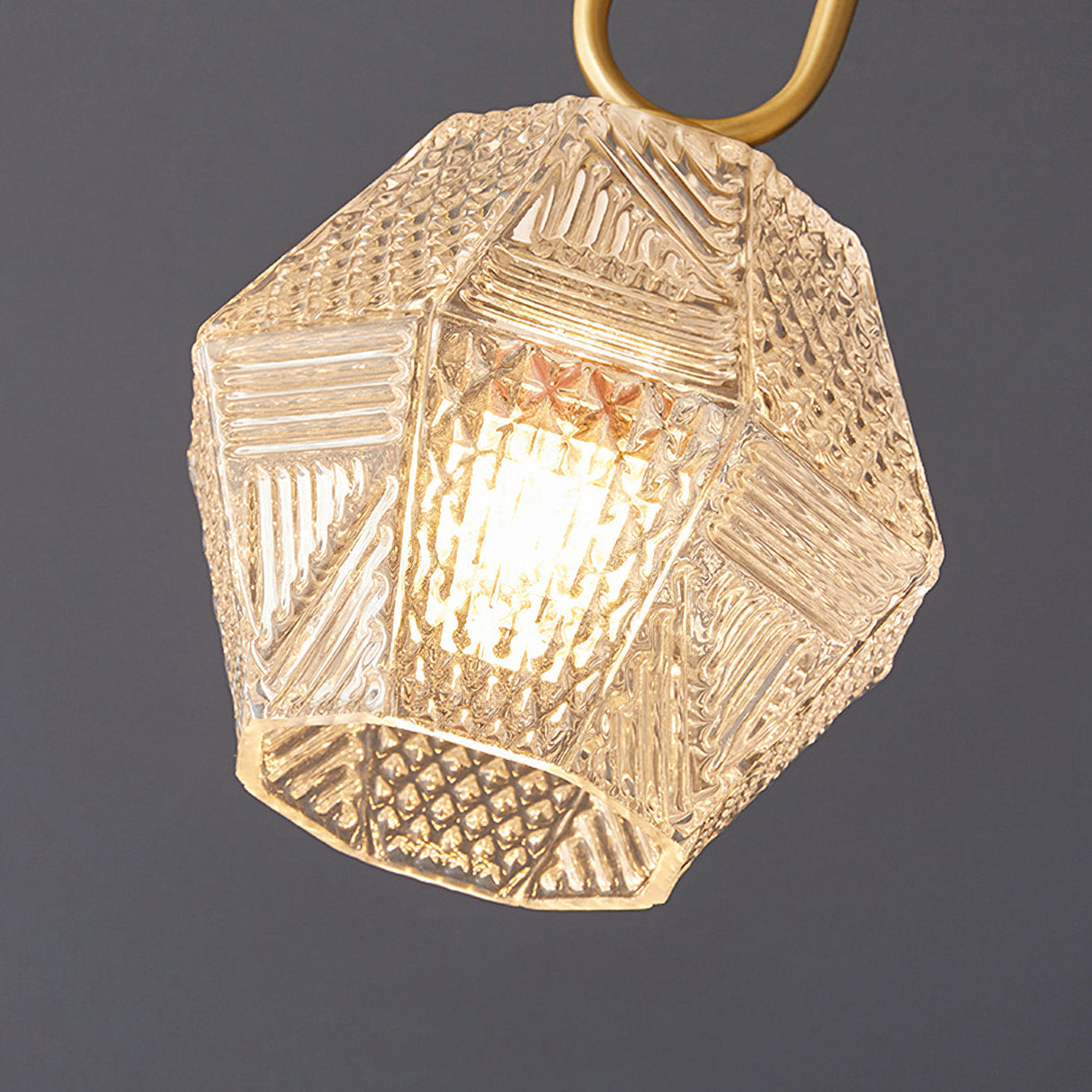Art Deco Ceiling Light Diamond-Cut Glass Brass Design - Product detail 11