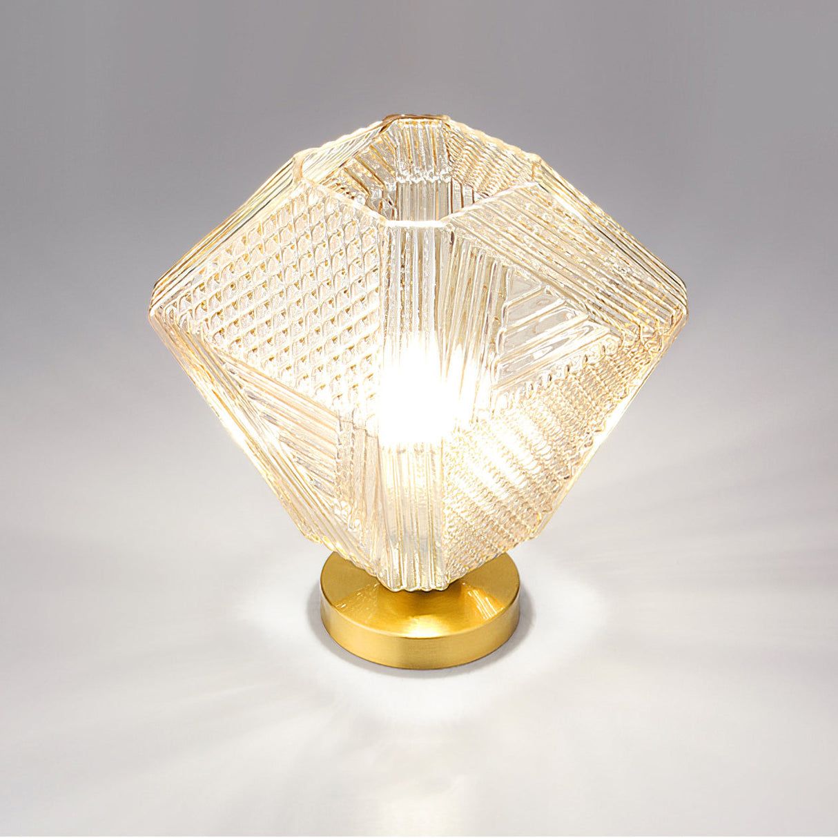 Art Deco Ceiling Light Diamond-Cut Glass Brass Design - Product detail 9