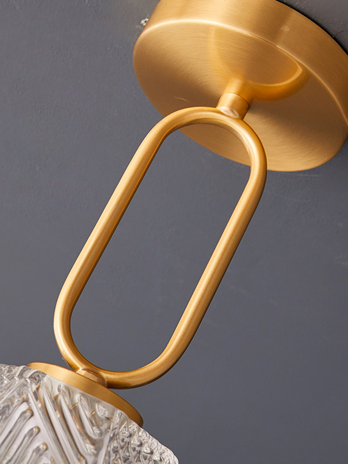 Art Deco Ceiling Light Diamond-Cut Glass Brass Design - Product detail 13