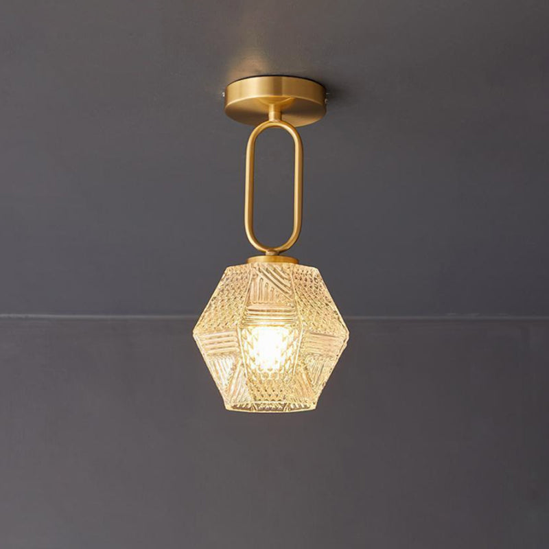 Art Deco Ceiling Light Diamond-Cut Glass Brass Design - Product detail 18