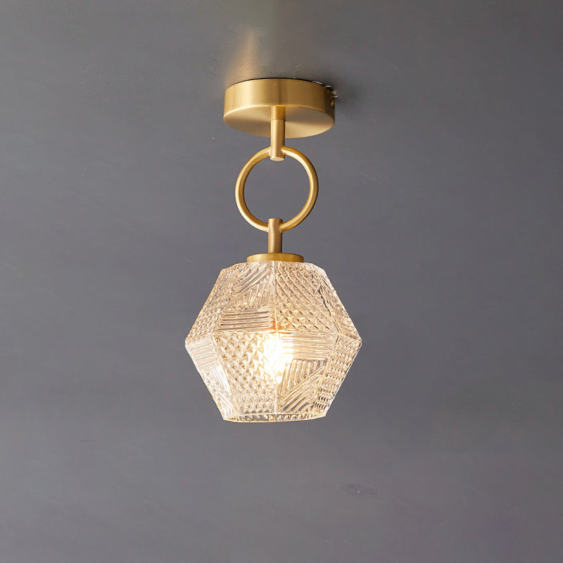 Art Deco Ceiling Light Diamond-Cut Glass Brass Design - Product detail 19
