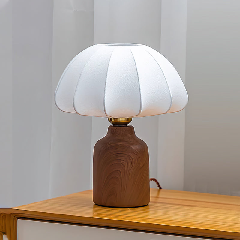 Modern Table Lamp Walnut Base White Fabric Shade - Product detail 12