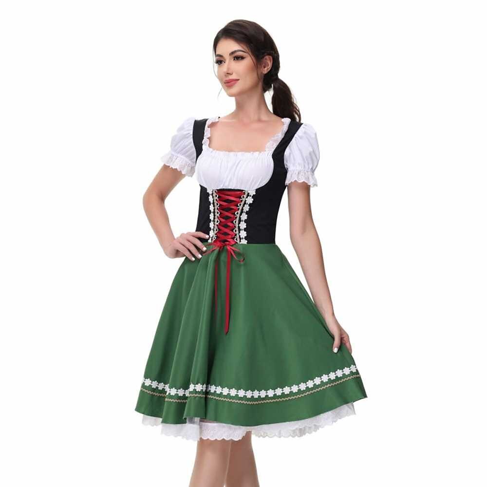 Traditional Dirndl Dress  Bavarian Green with Lace Trim - Product detail 7
