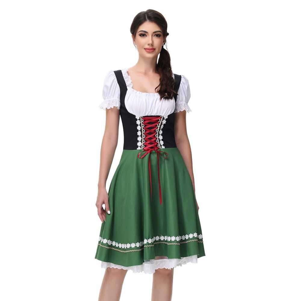 Traditional Dirndl Dress  Bavarian Green with Lace Trim - Product detail 8