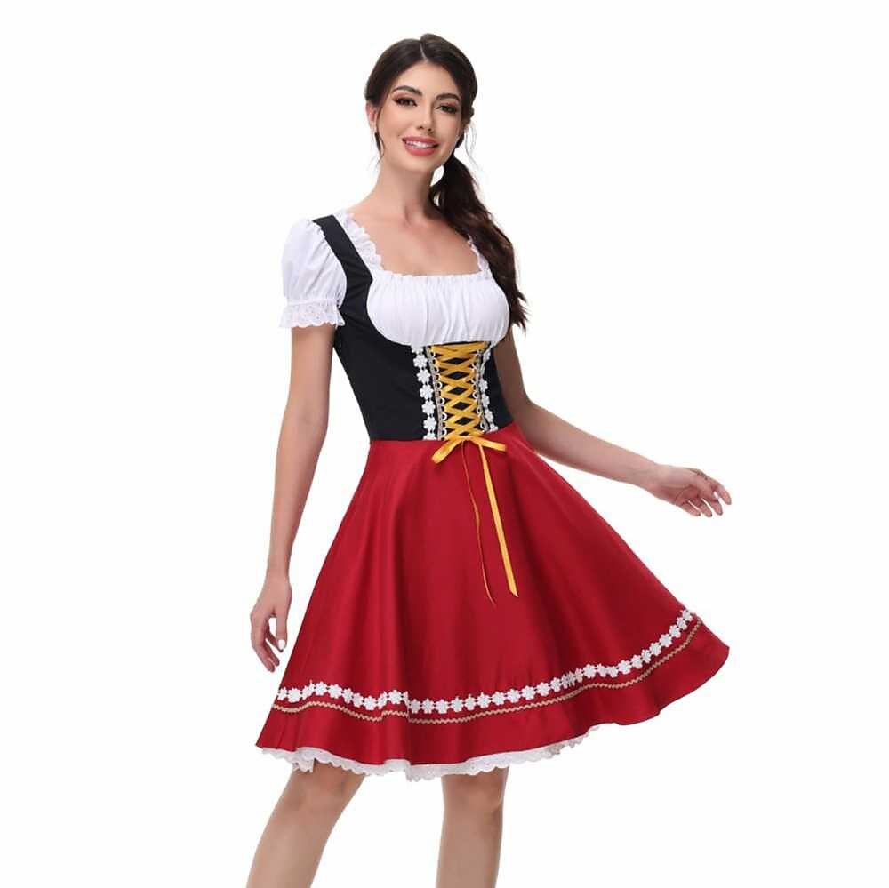 Traditional Dirndl Dress  Bavarian Green with Lace Trim - Product detail 10