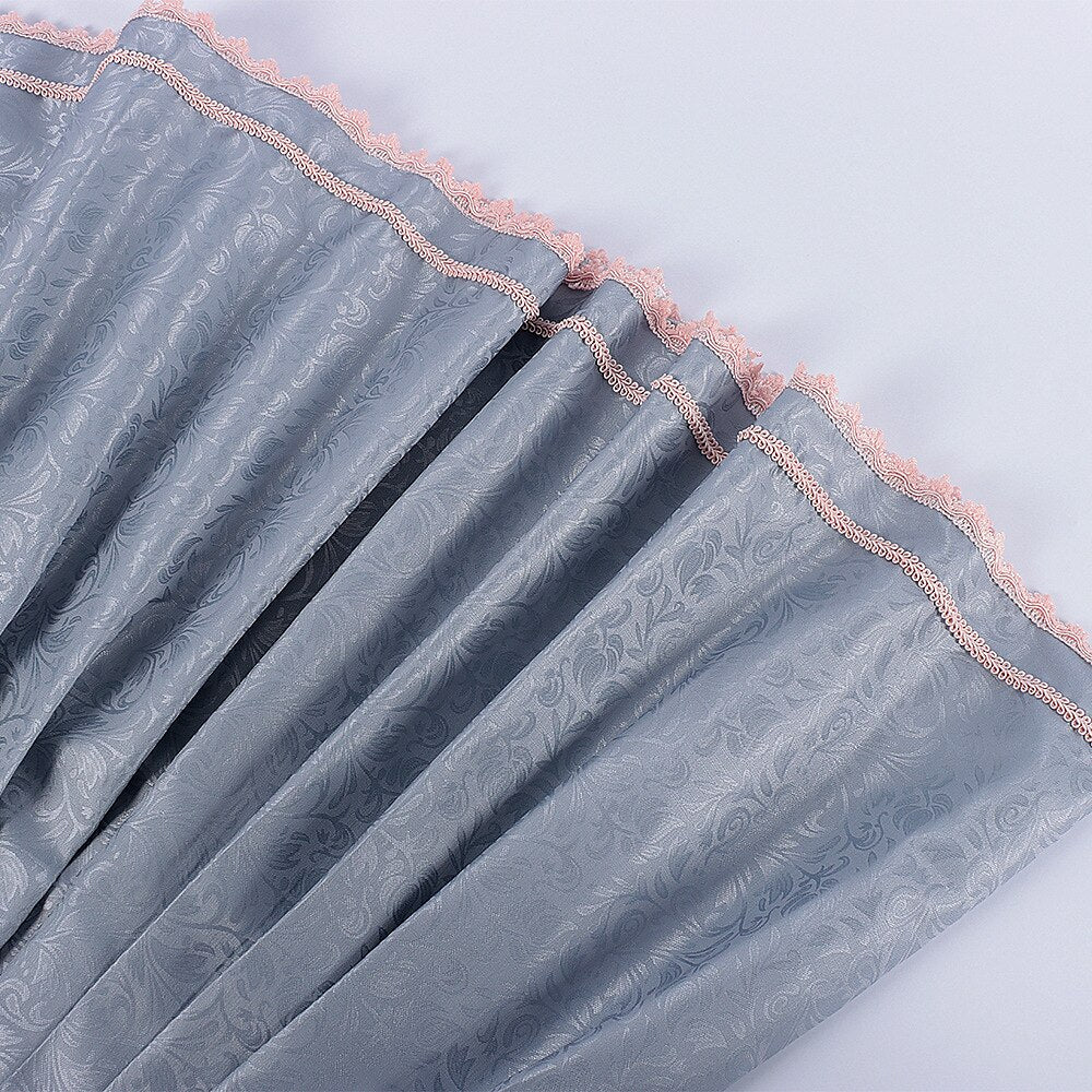 Traditional Dirndl Dress Grey Floral Lace with Pink Satin Accents - Product detail 6