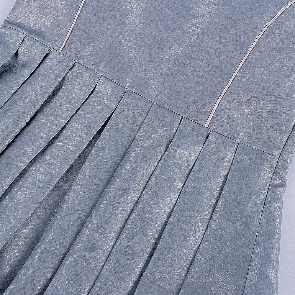 Traditional Dirndl Dress Grey Floral Lace with Pink Satin Accents - Product detail 8