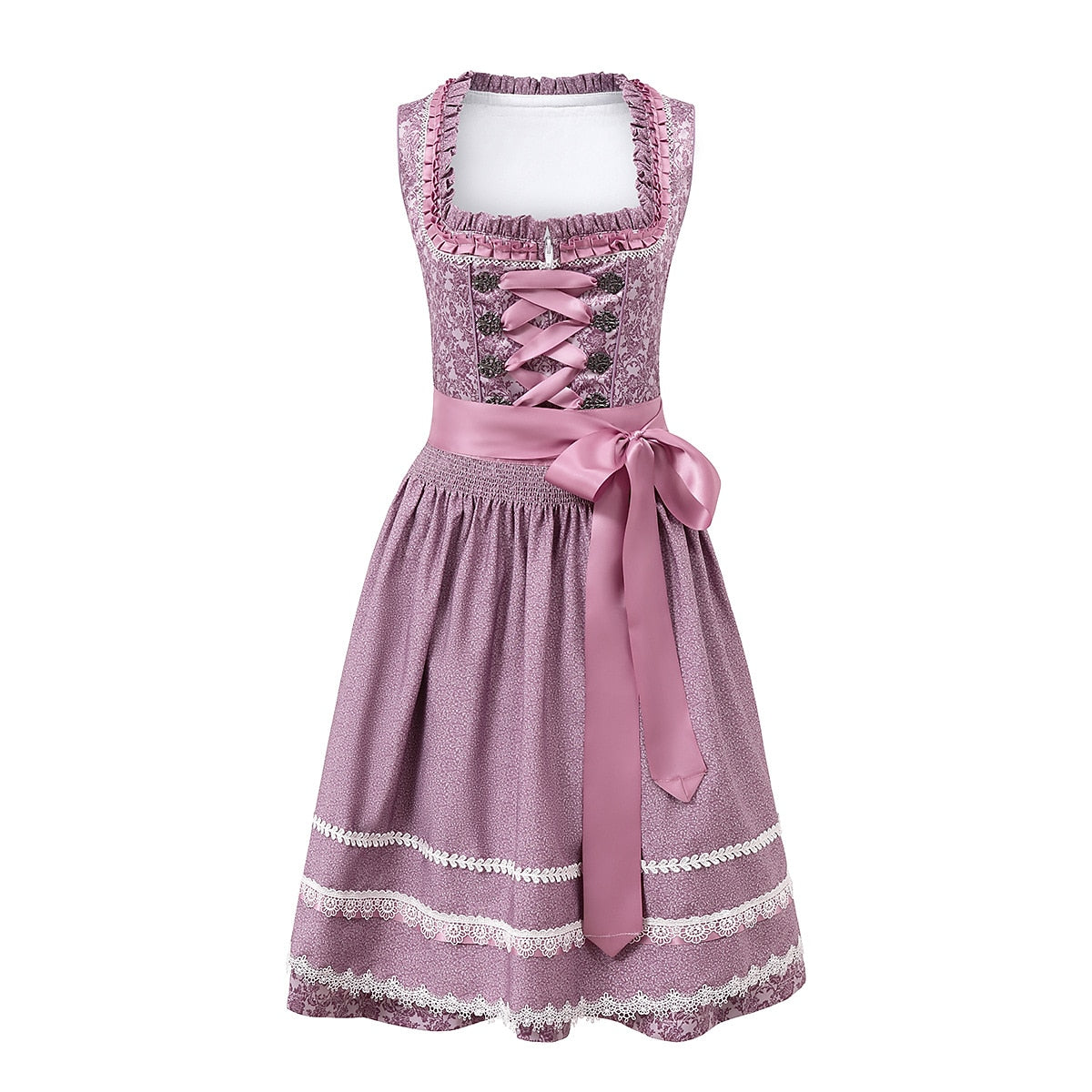 Traditional Dirndl Dress  Lace Trimmed Oktoberfest Costume - Product showcase