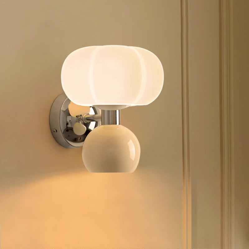 Modern LED Wall Lamp Cream Glass Shade Design - Detailed view