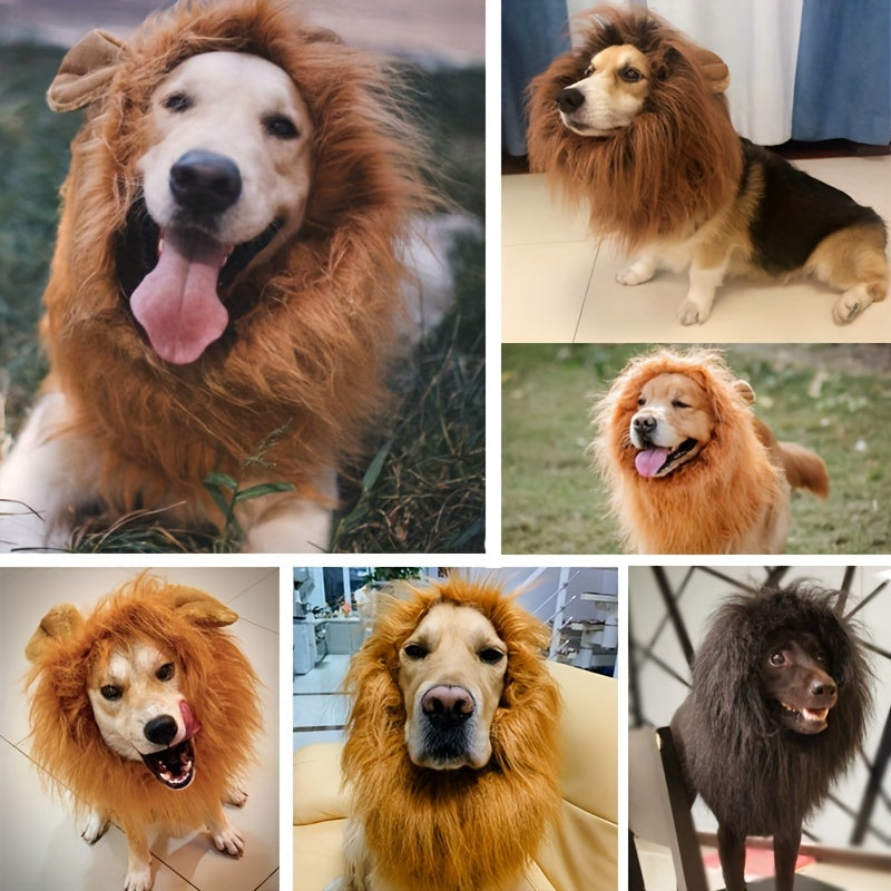 Lion Mane Dog Costume  Adjustable Plush Halloween Pet Wig - Product detail 4