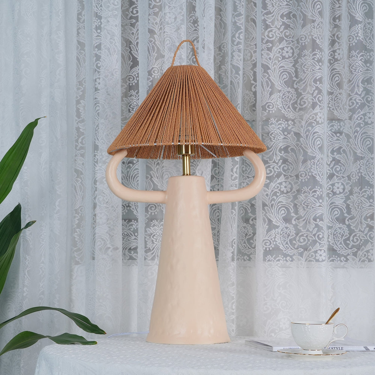Ceramic Table Lamp Raffia Shade Natural Design - Product detail 21