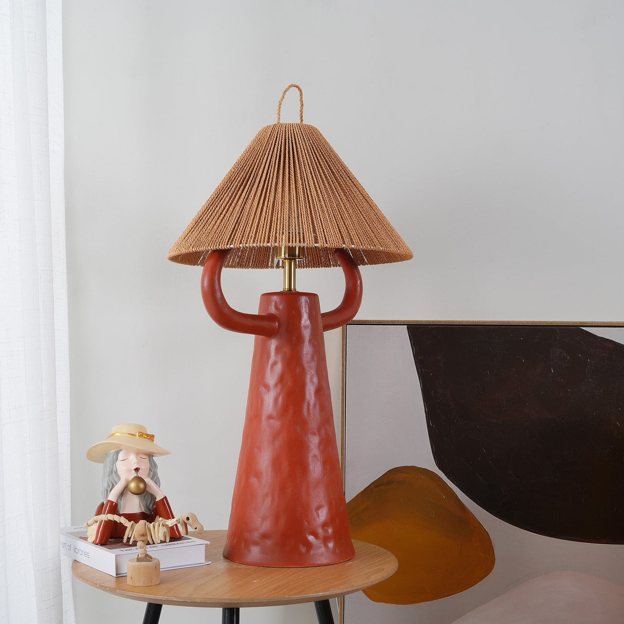 Ceramic Table Lamp Raffia Shade Natural Design - Product detail 24