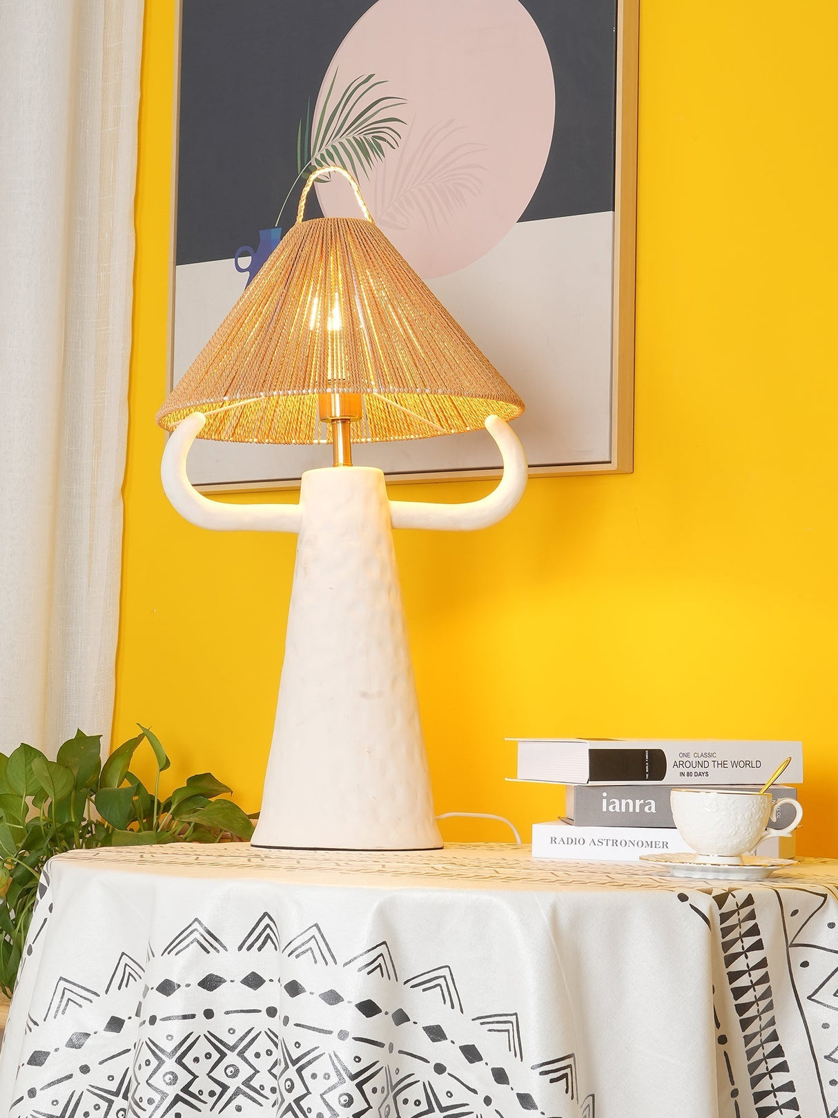 Ceramic Table Lamp Raffia Shade Natural Design - Product detail 19