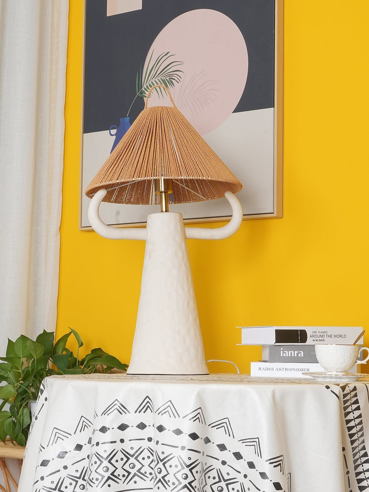 Ceramic Table Lamp Raffia Shade Natural Design - Product detail 15
