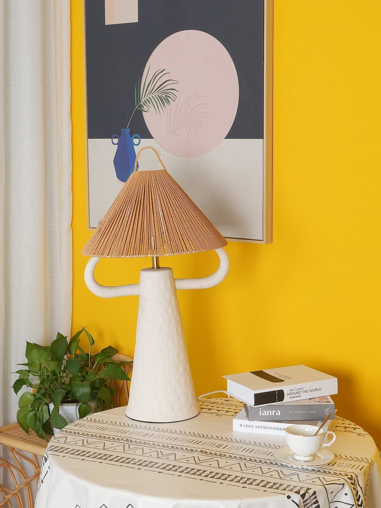 Ceramic Table Lamp Raffia Shade Natural Design - Product detail 16