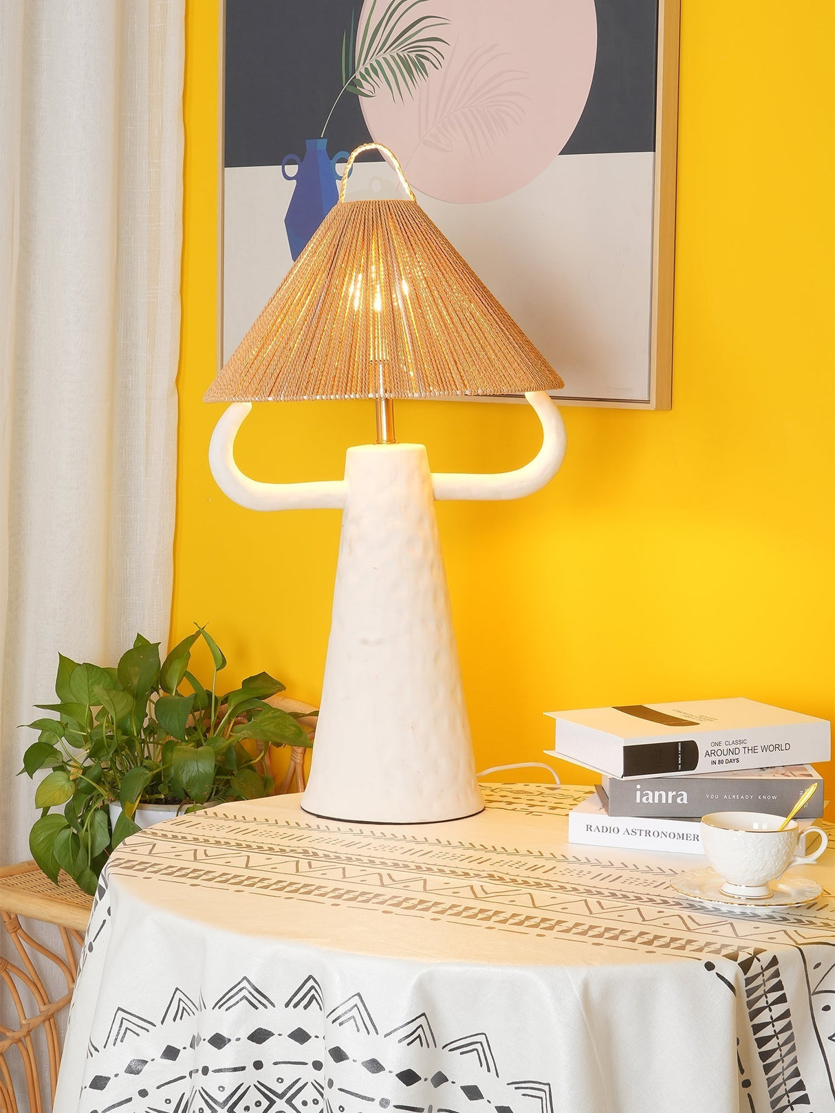 Ceramic Table Lamp Raffia Shade Natural Design - Product detail 17