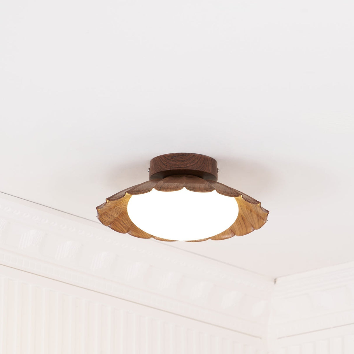 Modern Ceiling Light Floral Petal Design With Walnut Accent - Product detail 22
