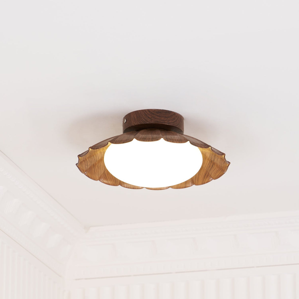Modern Ceiling Light Floral Petal Design With Walnut Accent - Product detail 23