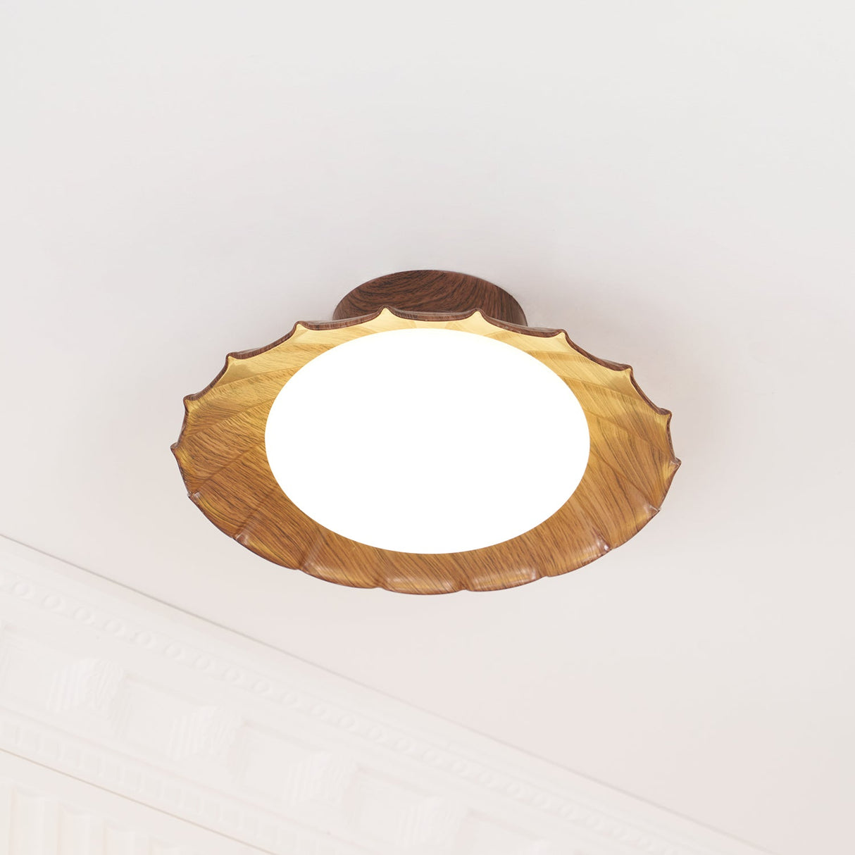 Modern Ceiling Light Floral Petal Design With Walnut Accent - Product detail 15