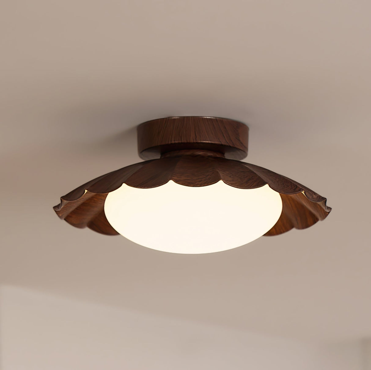 Modern Ceiling Light Floral Petal Design With Walnut Accent - Product detail 8