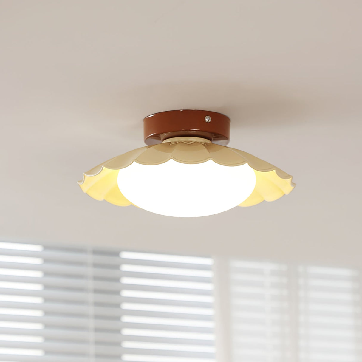 Modern Ceiling Light Floral Petal Design With Walnut Accent - Product detail 9
