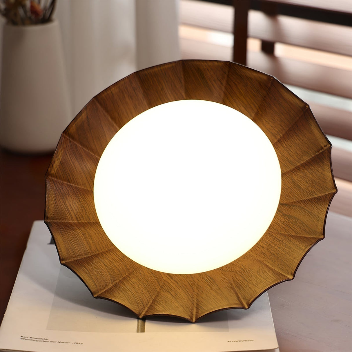 Modern Ceiling Light Floral Petal Design With Walnut Accent - Product detail 4