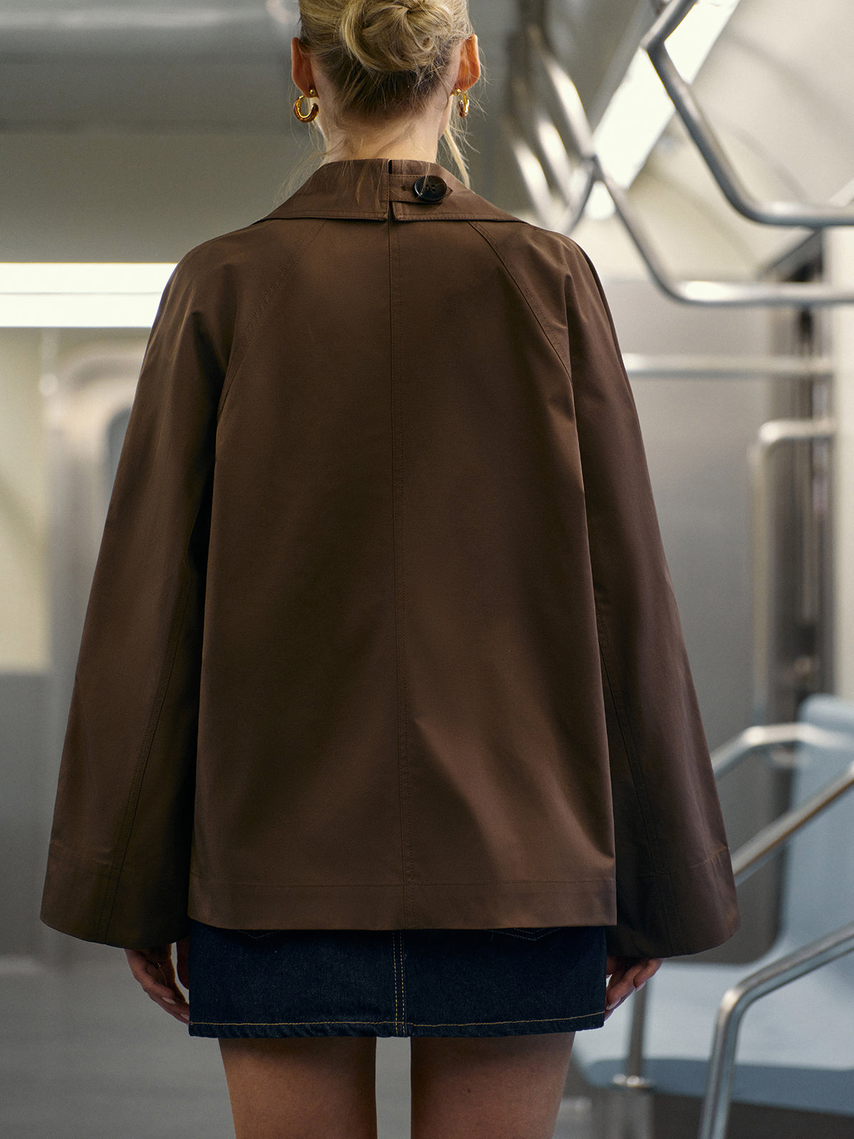 Double Breasted Trench Coat Classic Brown Polyester - Product detail 5