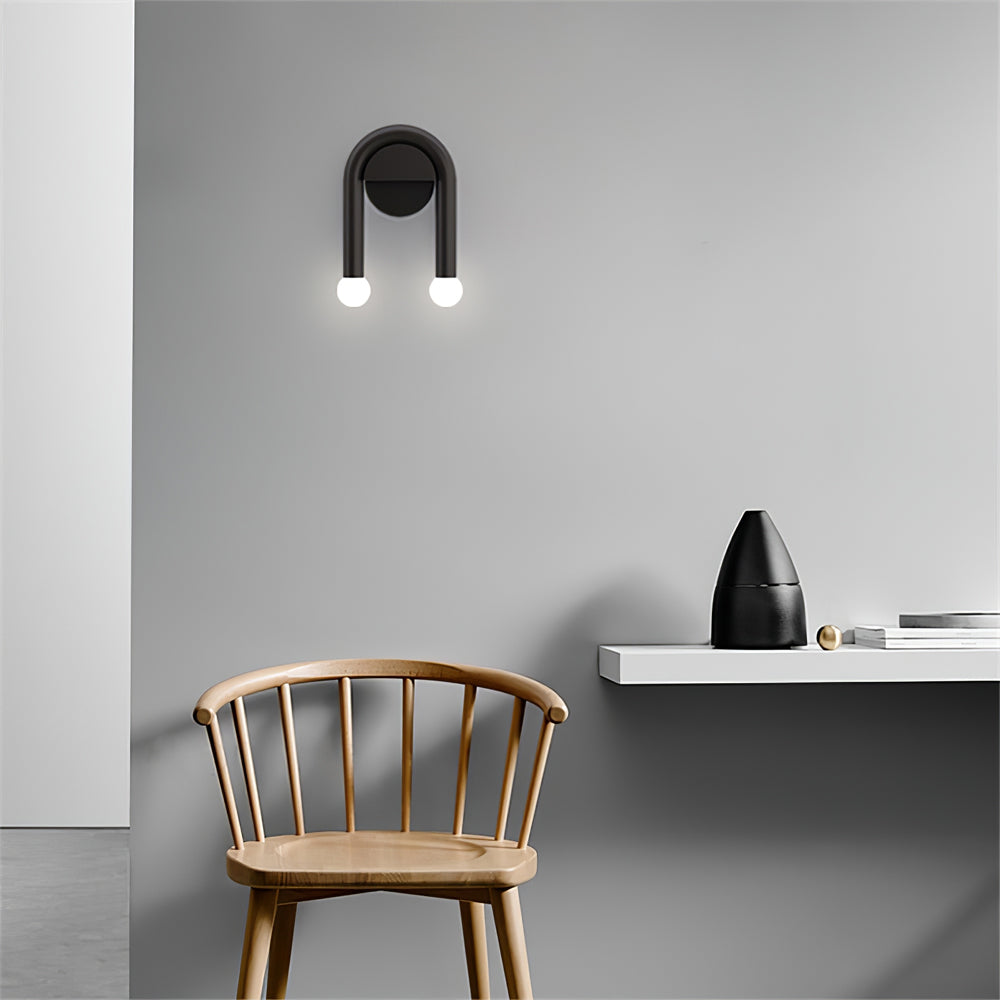Modern U-Shaped Wall Lamp  Dual Globe LED Design - Detailed view