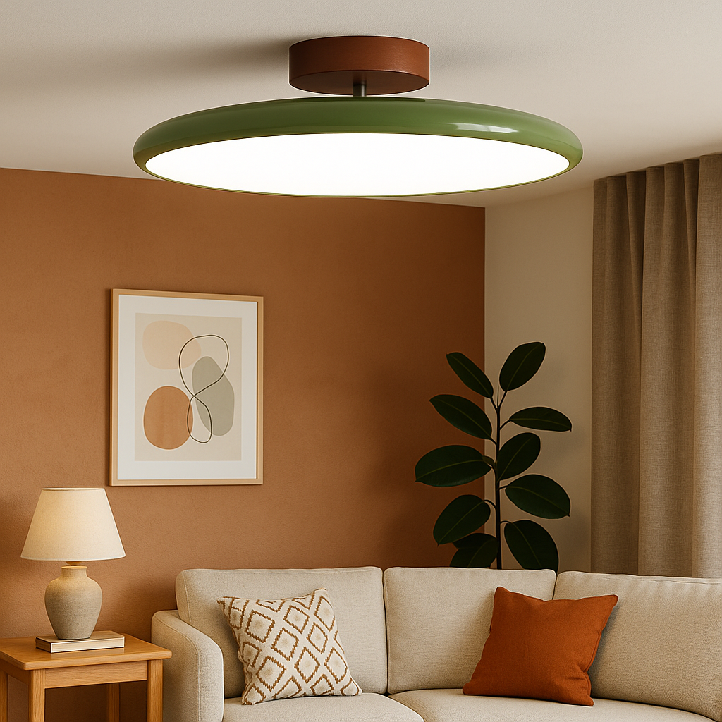 Modern Ceiling Light Adjustable LED with Sage Green Frame - Detailed view