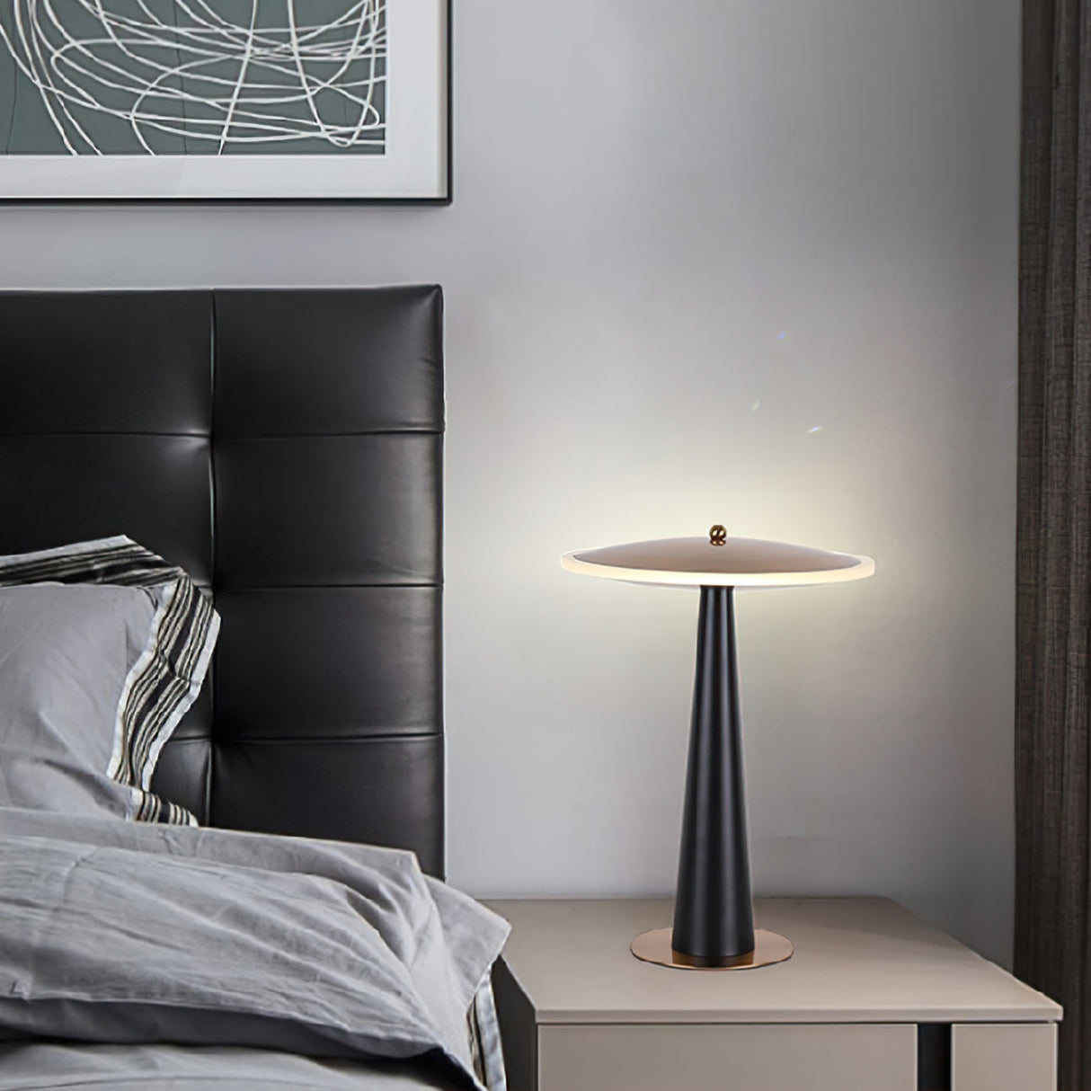 Modern LED Table Lamp Black Gold Drum Design - Product detail 4