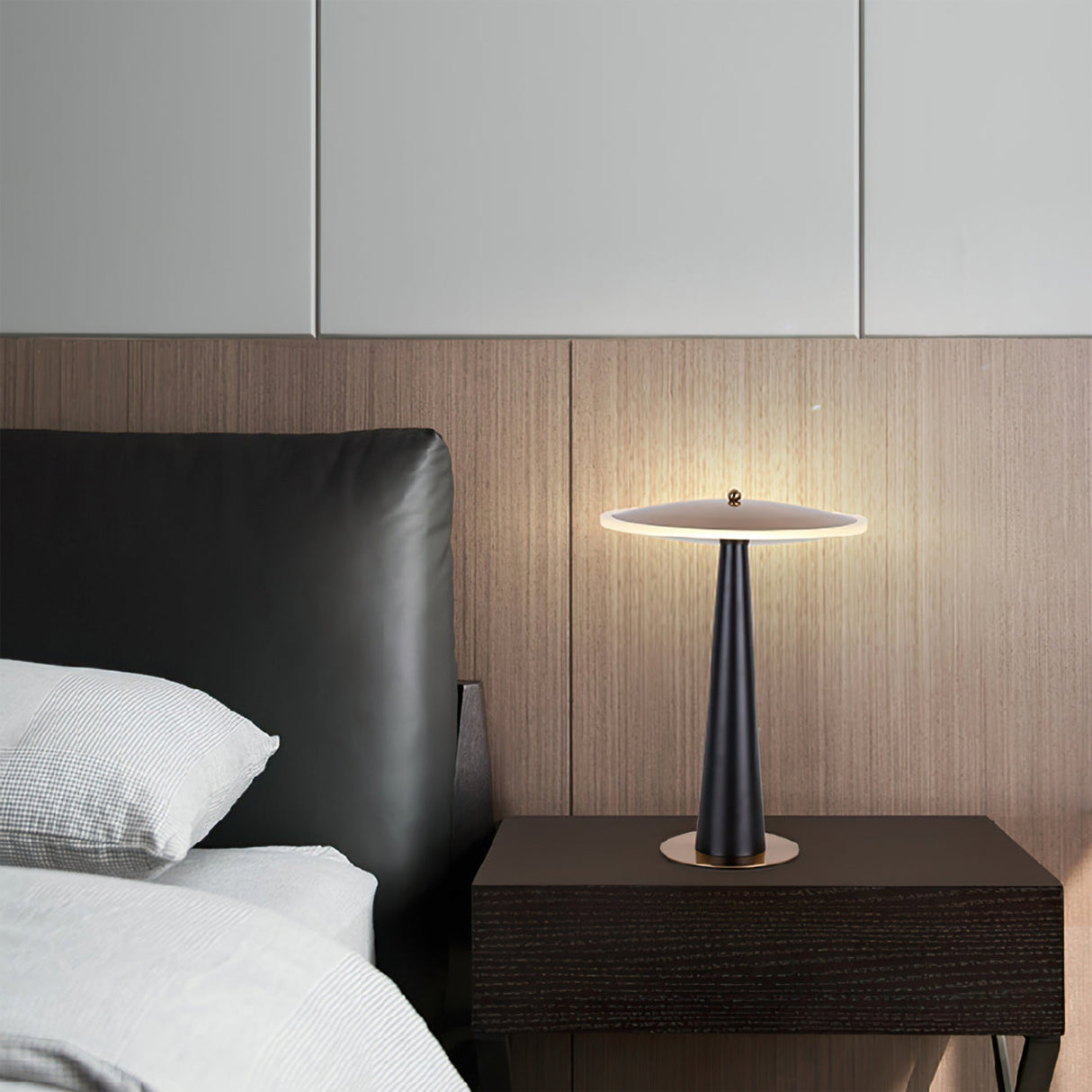 Modern LED Table Lamp Black Gold Drum Design - Product example