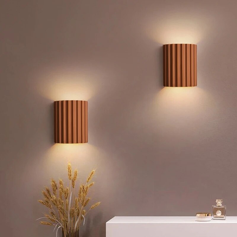 Modern Resin Wall Light Ribbed Cylinder Design - Product detail 9