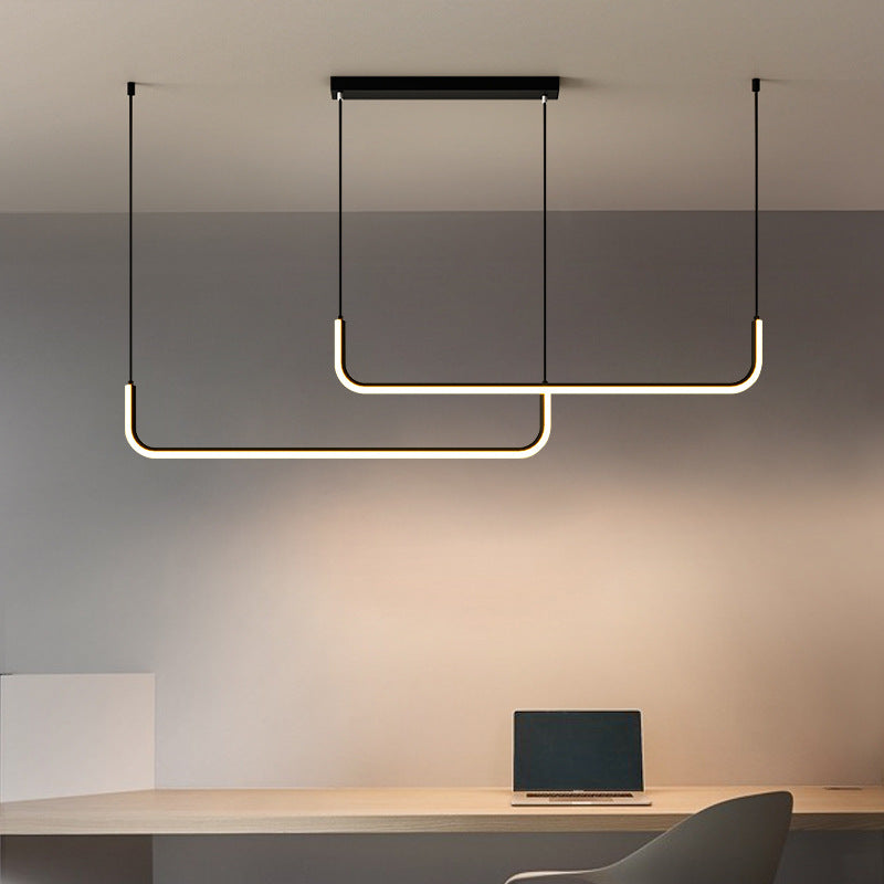 Modern Linear Pendant Light Black LED Bar Design - Product example