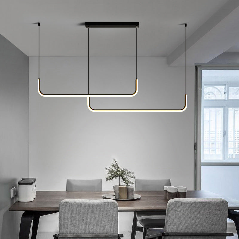 Modern Linear Pendant Light Black LED Bar Design - Product detail 4