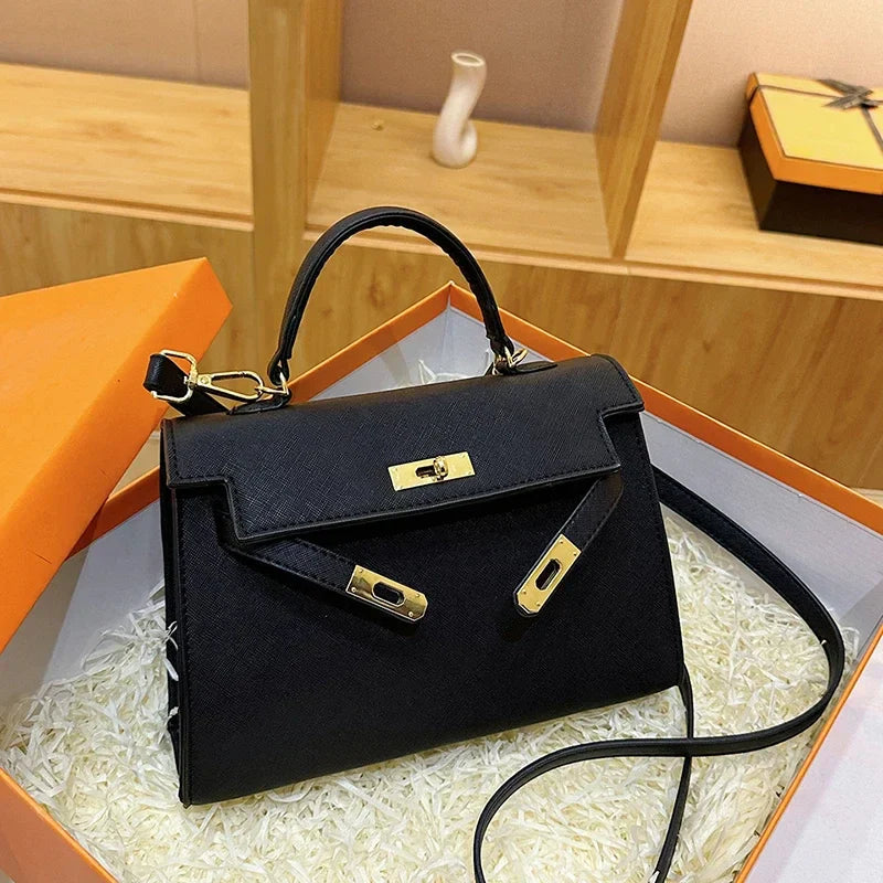 Luxury Leather Mini Bag  Structured Orange Design With Gold Hardware - Product detail 10