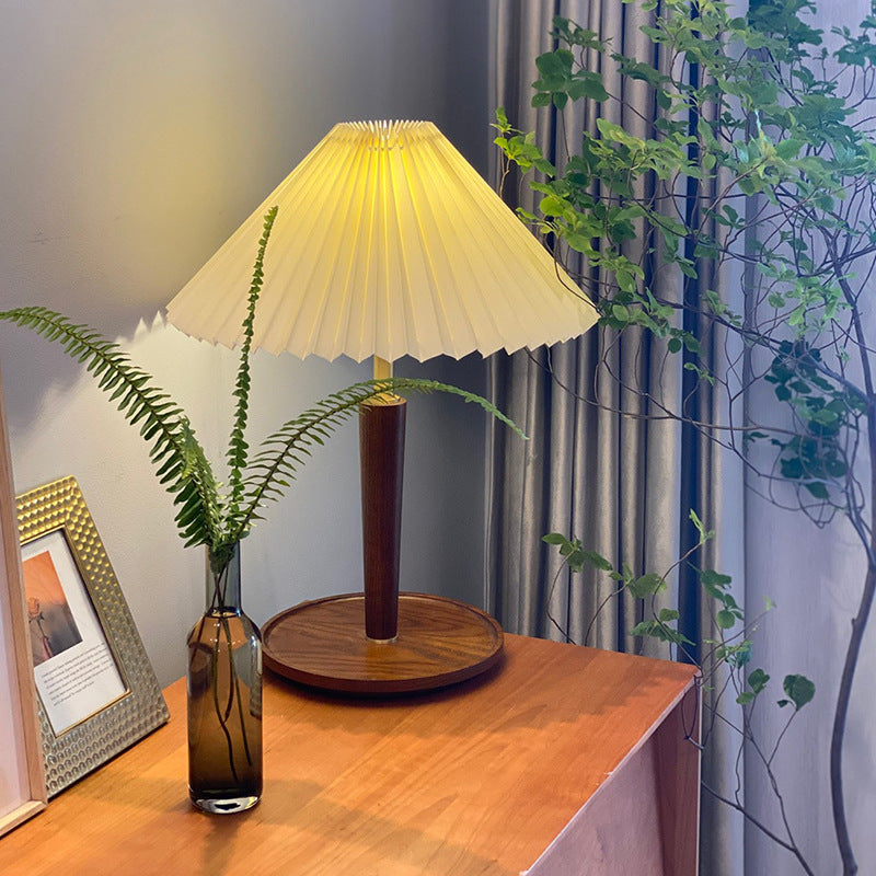 Scandinavian Table Lamp Pleated Shade With Oak Base - Product detail 10